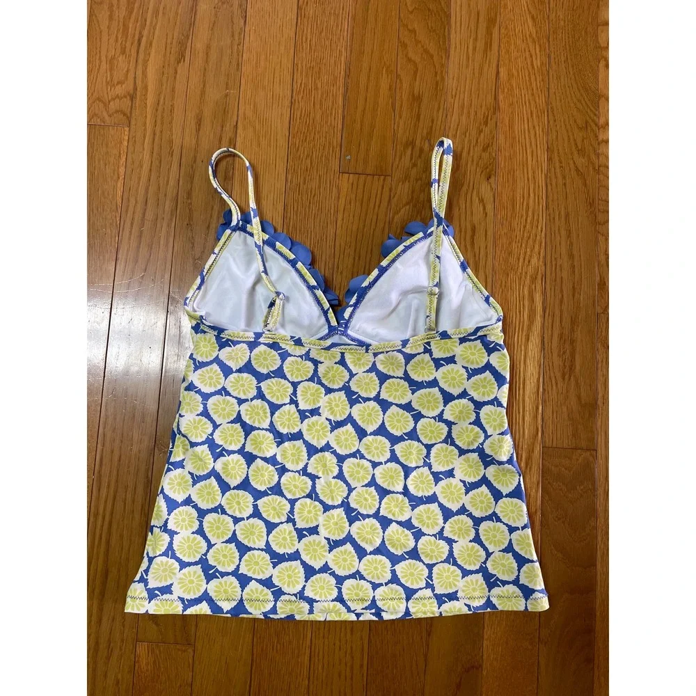 Boden Blue Lime Floral Ruffle‎ Tankini Top WB007 Womens Size 6 US